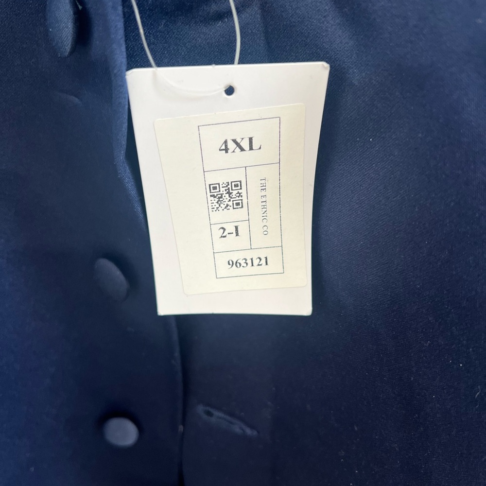 The Ethic Co. Navy Blue Art Silk Bandhgala Suit 4 XL - 50 NEW NWT - Picture 6 of 7